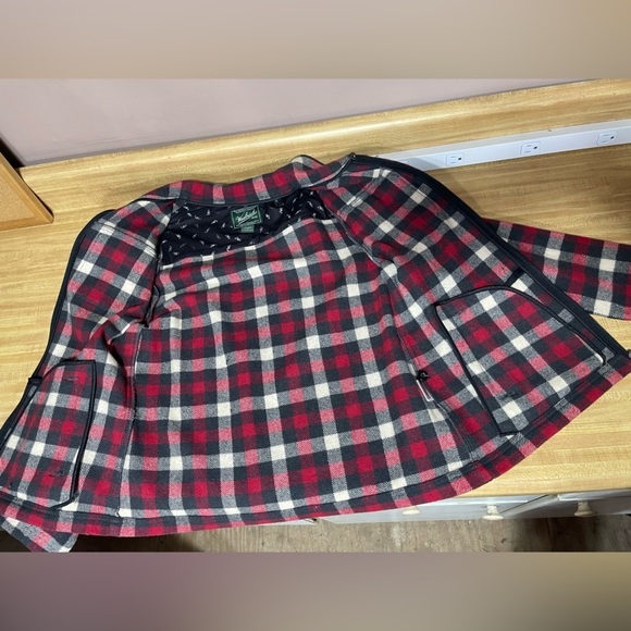 Woolrich red multi plaid wool blend zipper shirt jacket shacket women’s size M - Picture 10 of 17